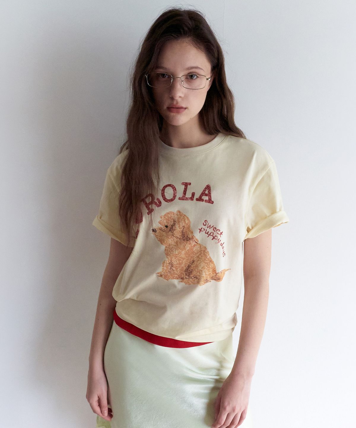 로라로라(ROLAROLA) I LOVE ROLA PUPPY FRIENDS T-SHIRT BUTTER