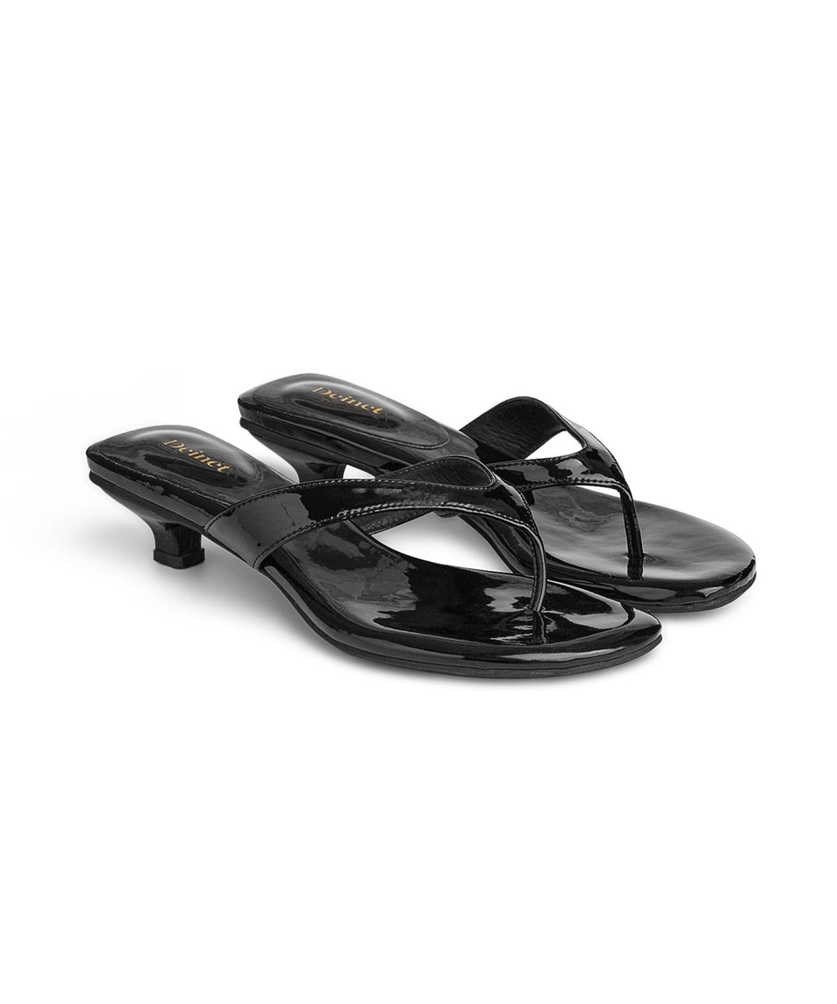 다이닛(DEINET) ENAMEL FLIP FLOP IN BLACK