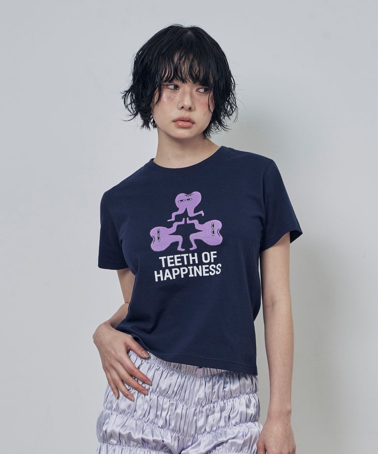 TEETH OF HAPPINESS 클로버 로고 반팔티셔츠 네이비