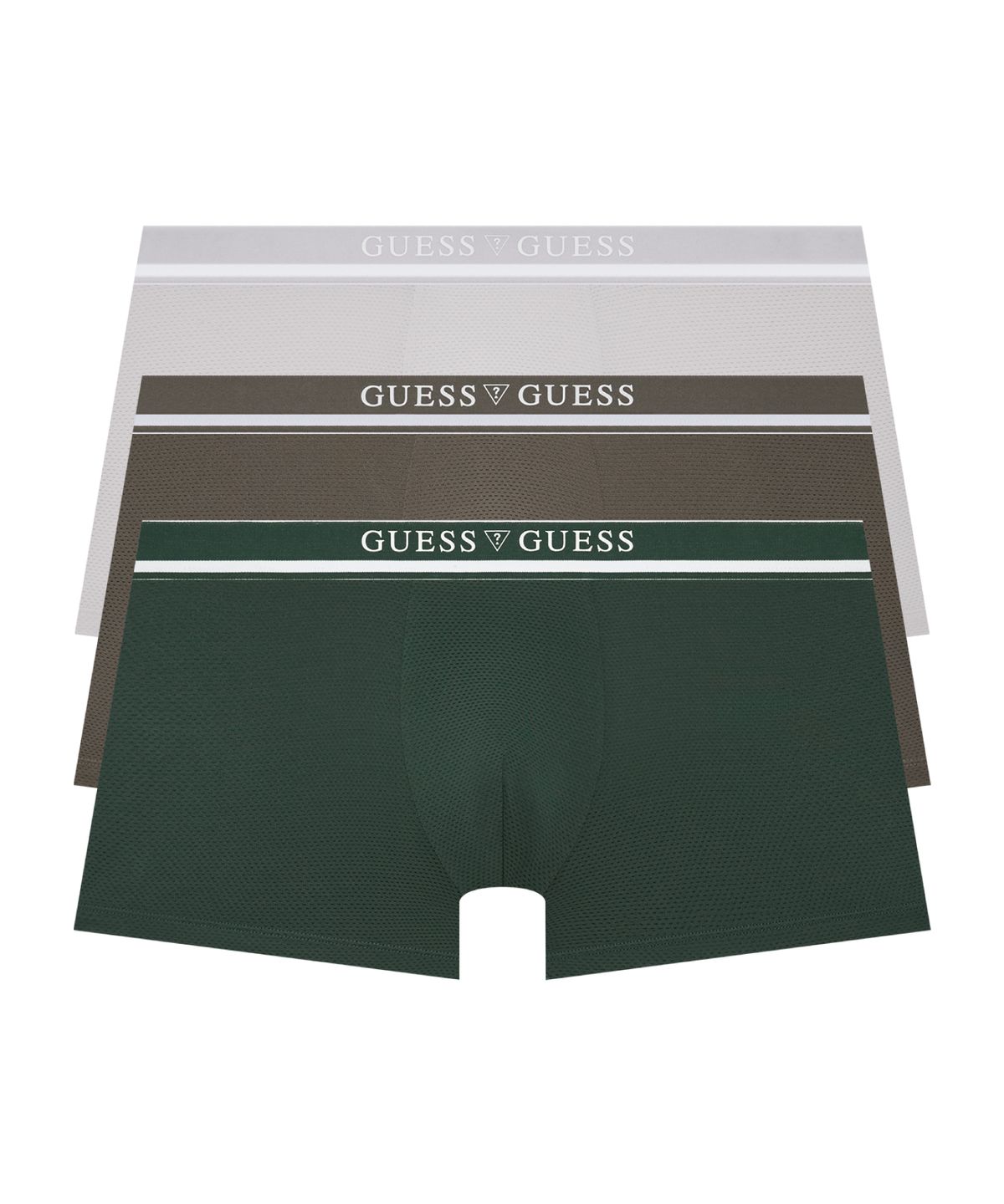 게스언더웨어(GUESS UNDERWEAR) 쿨 메쉬 실리콘 로고 드로즈 세트 3PACK (GR/BR/LGY)