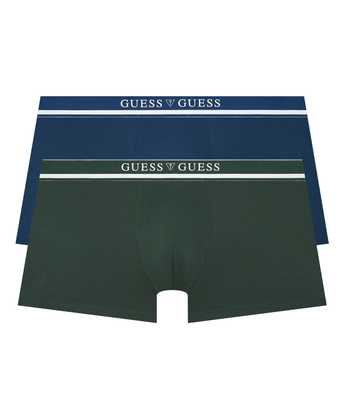 게스언더웨어(GUESS UNDERWEAR) 쿨 메쉬 실리콘 로고 드로즈 세트 2PACK (GR/BU)