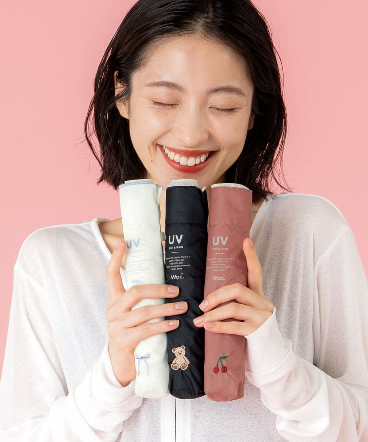 더블유피씨(W.P.C) Wpc.우산 원포인트 자수 115g 경량 미니 3단 우양산 AL02-044-002