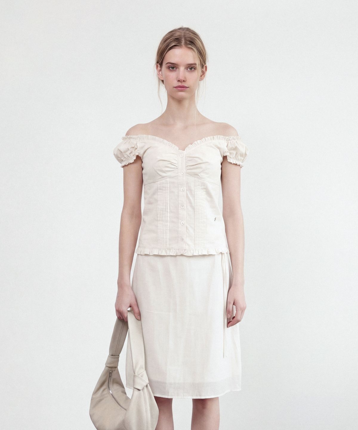 폴뉴아(FOLNUA) AUBE SHEER MIDI SKIRT (IVORY)