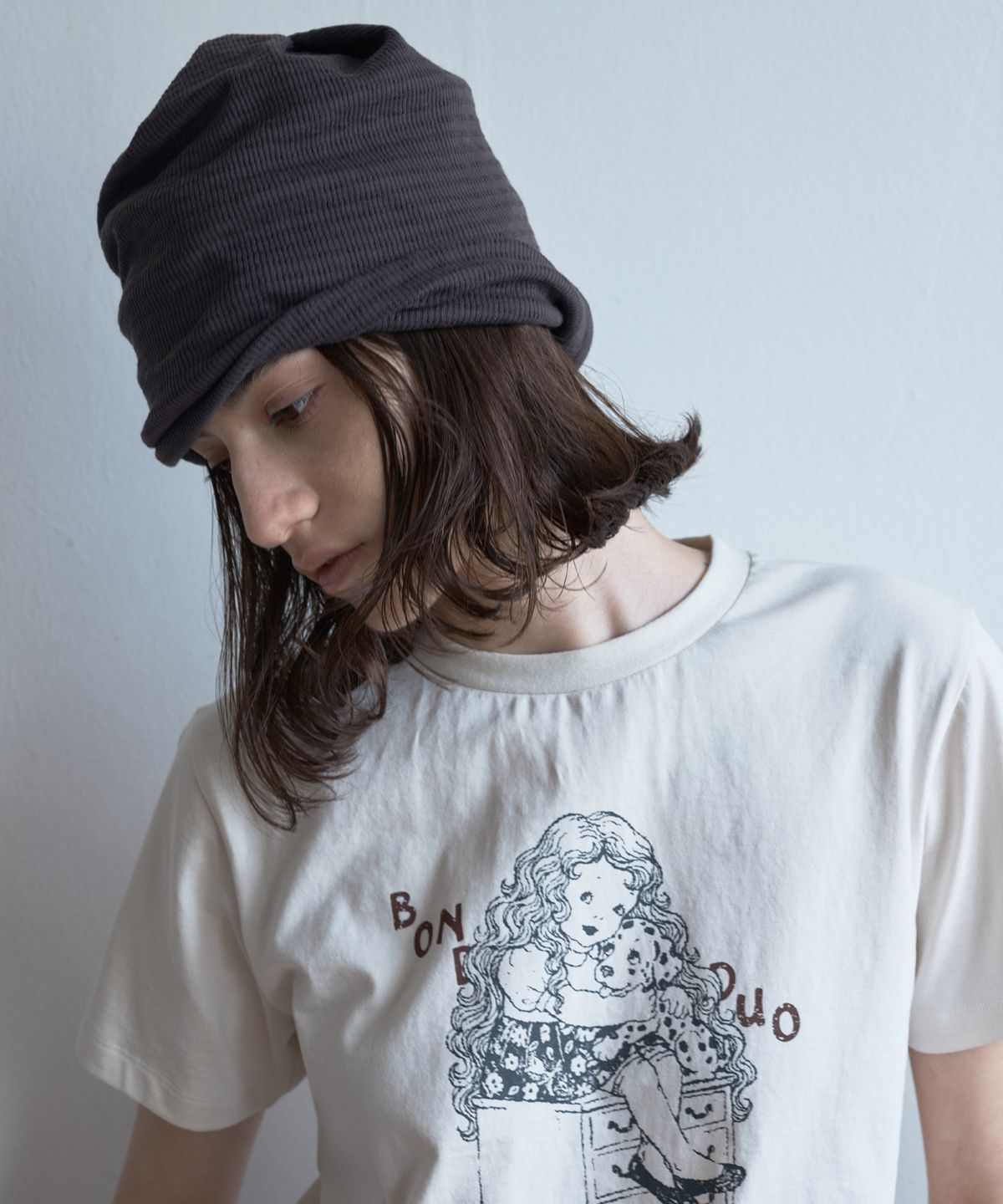밀로 우먼(MILLO WOMEN) 와이드 슬럽 비니 [차콜]