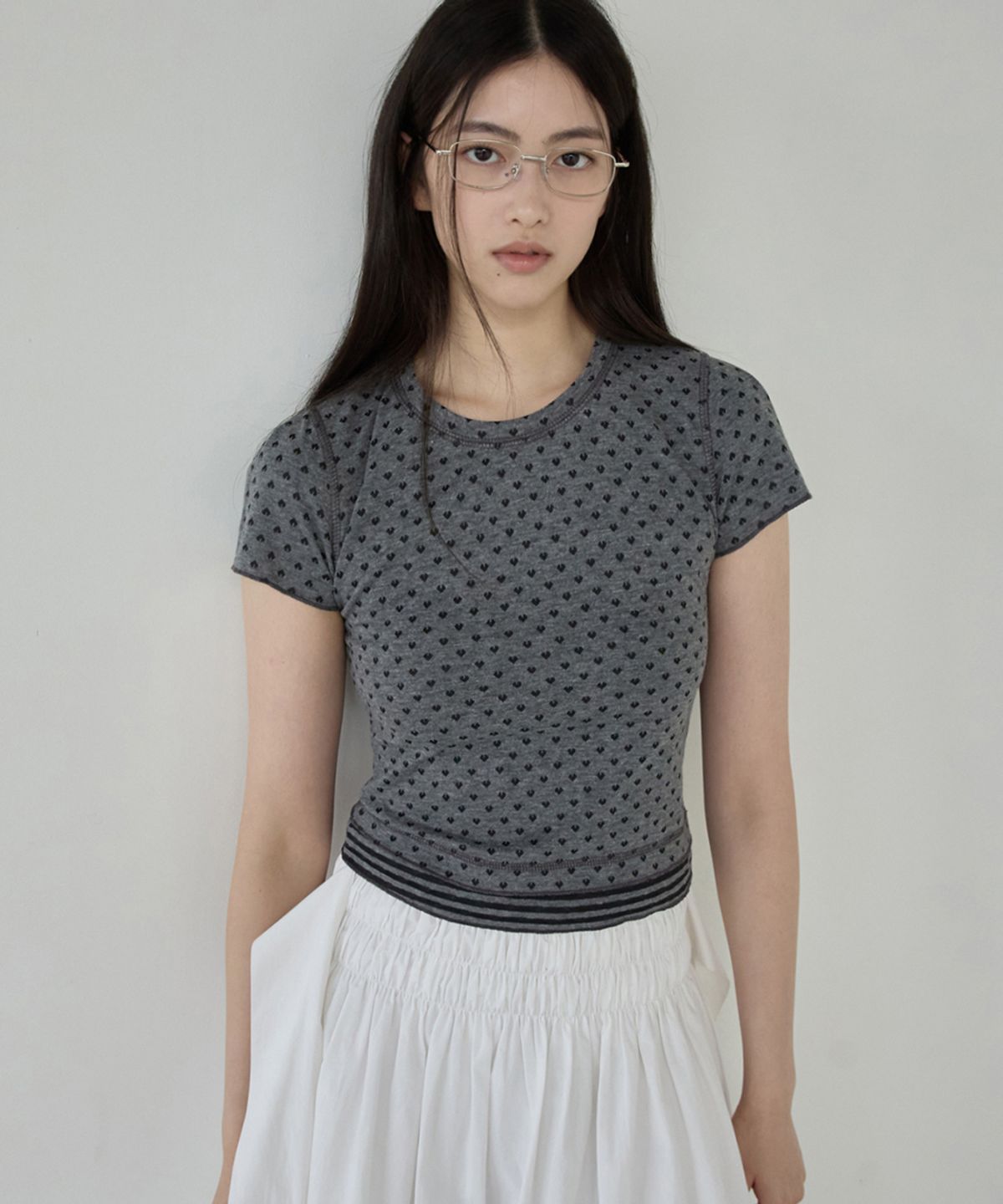 렌세(RENSE) Mini Heart Tee Charcoal