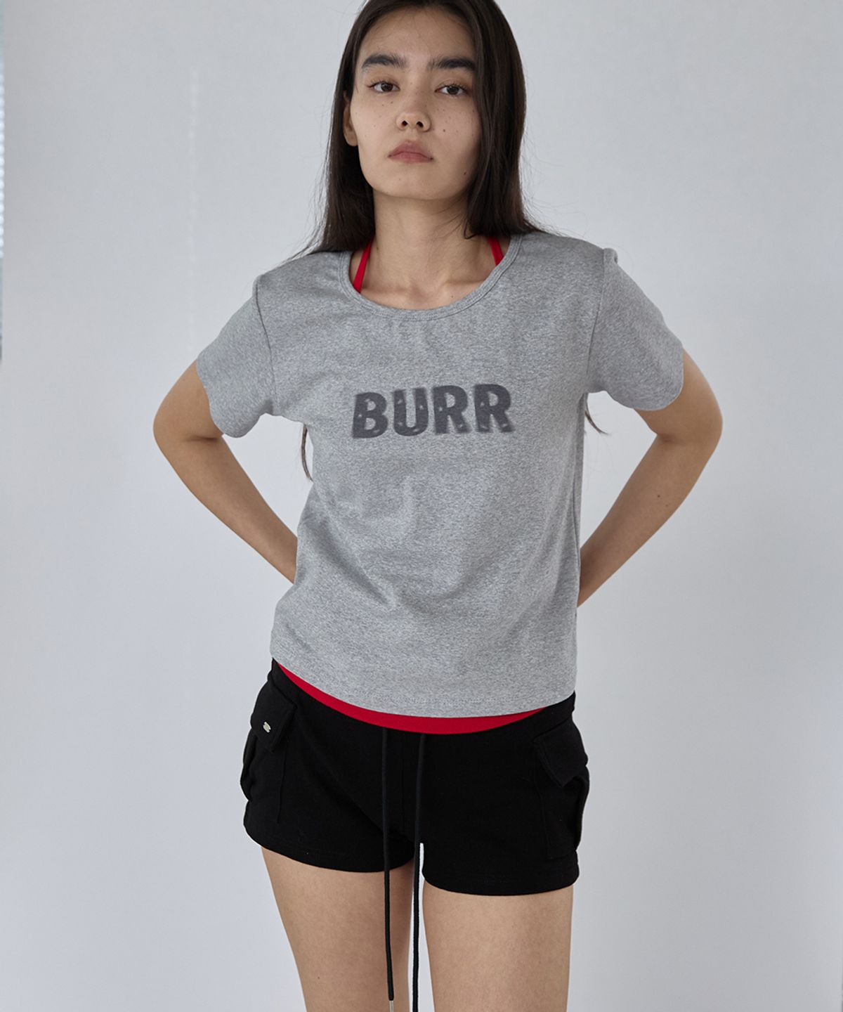 렌세(RENSE) BURR Graphic Tee Melange Gray