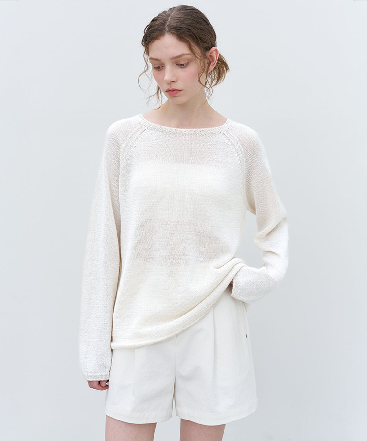 노운베러(KNOWNBETTER) Loose-fit paper knit [KNSS08KN01]_Ivory