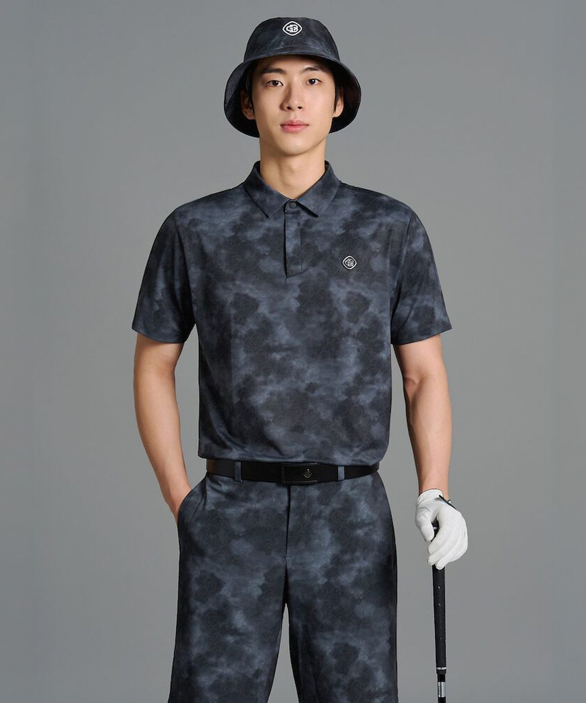 빈폴골프(BEANPOLE GOLF) [B_under] 남성 클라우디 어깨 배색 티셔츠 - 블랙