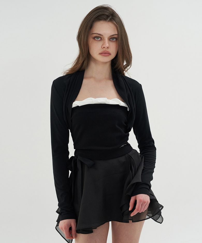 BALLERINA DRAPE CARDIGAN LIGHT BLACK