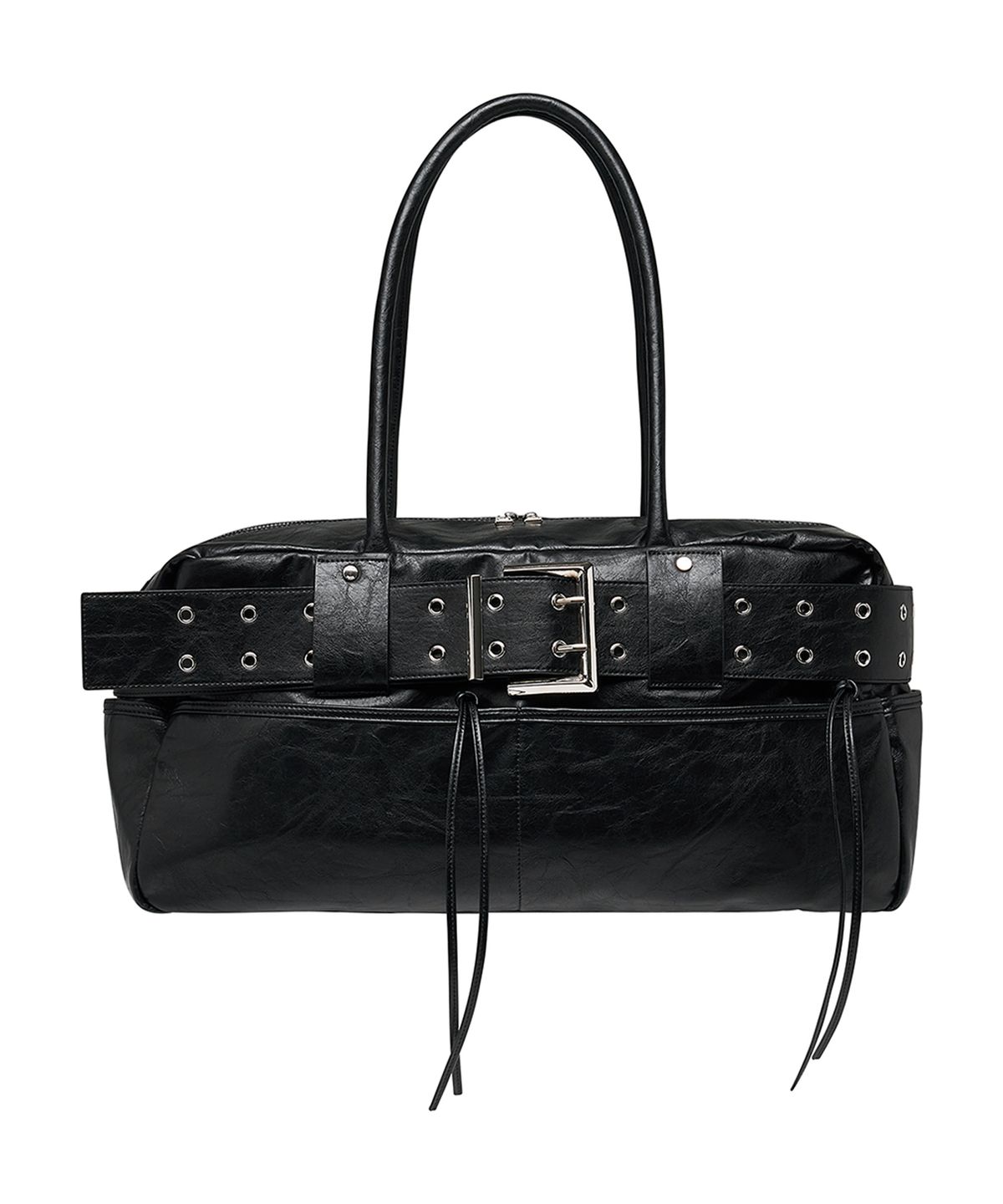 일리오(ILLIO) Black Eyelet belt Boston bag