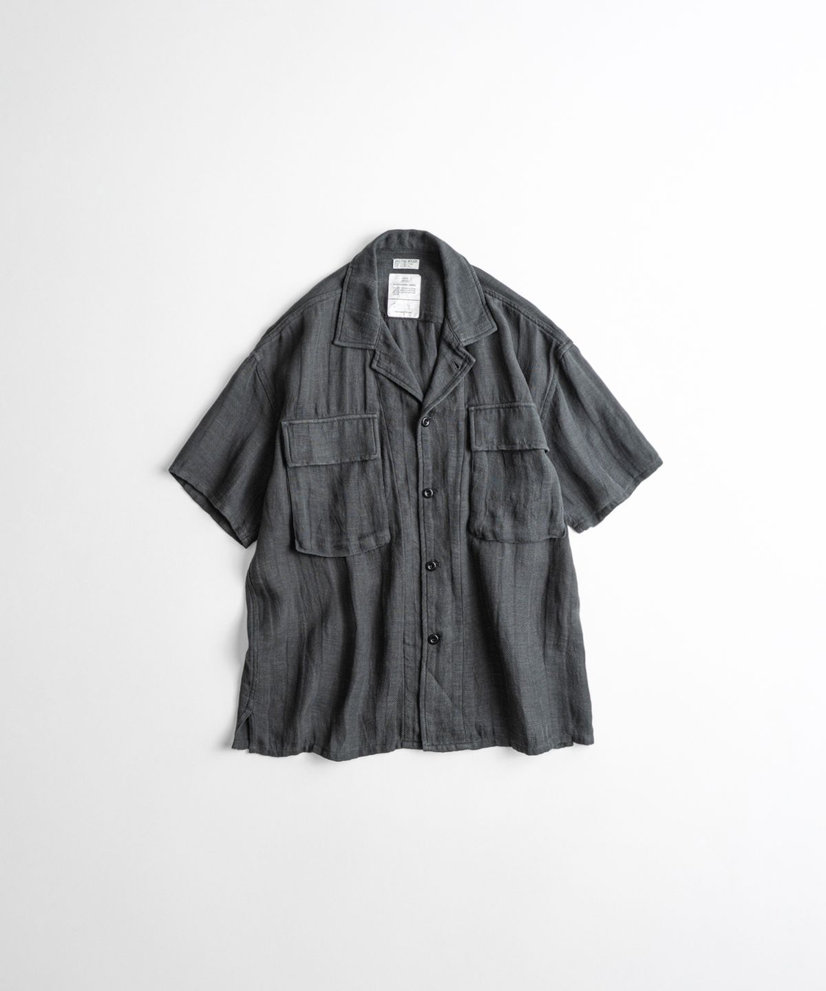 비헤비어(BEHEAVYER) DYED HBT LINEN M43 1/2 SHIRTS anthracite
