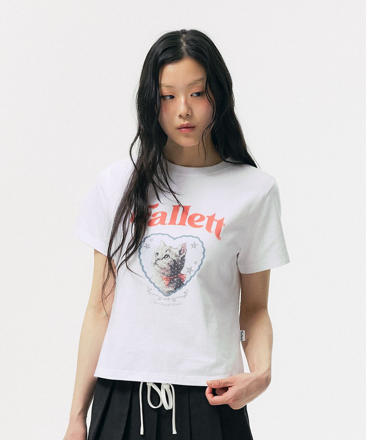 팔렛(FALLETT) 캣 하트 티셔츠 화이트
