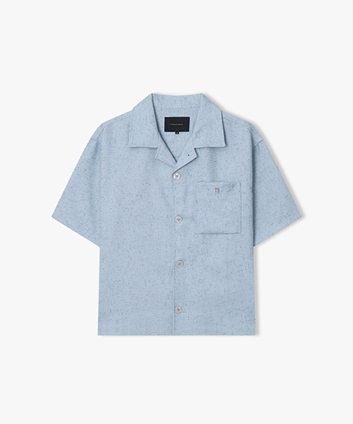 리버클래시(LIBERCLASSY) [26SS] LMM32708 라이트블루 트위드 오픈칼라 하프 셔켓