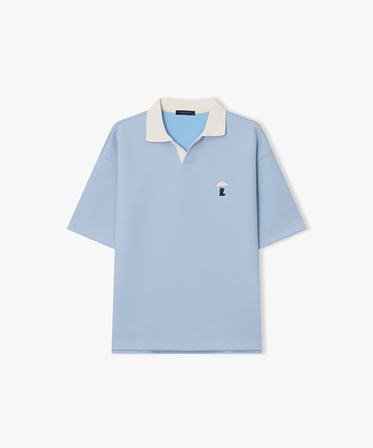 리버클래시(LIBERCLASSY) [26SS] LMM41739 라이트블루 니트 텍스쳐 하프 칼라 티셔츠