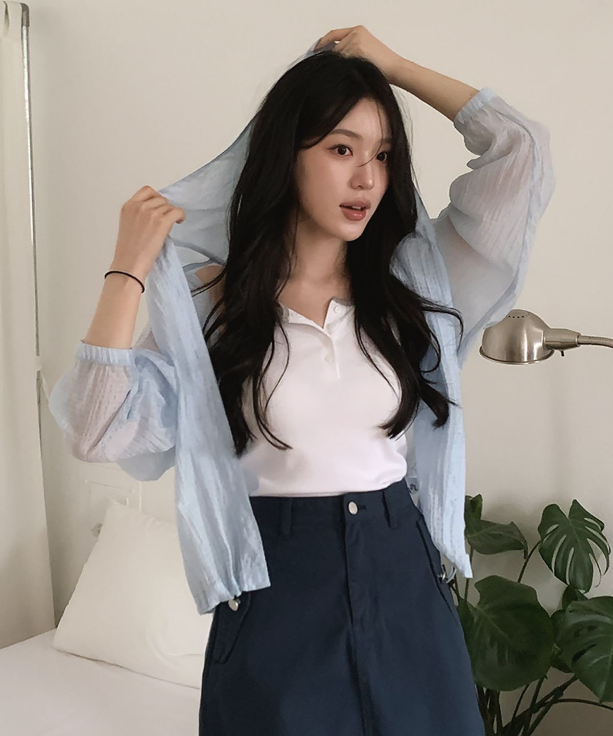 에이에이유(AAU) 시어 투웨이 후드 셔츠_스카이블루