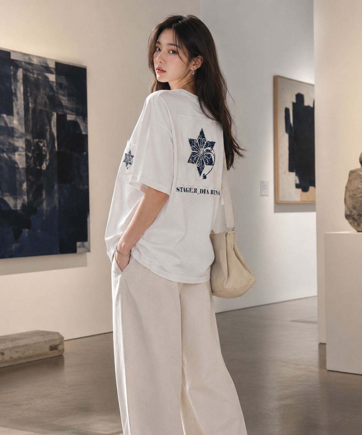 스테이지알(STAGE.R) 다이아리나 피그먼트 반팔 티셔츠 [크림]