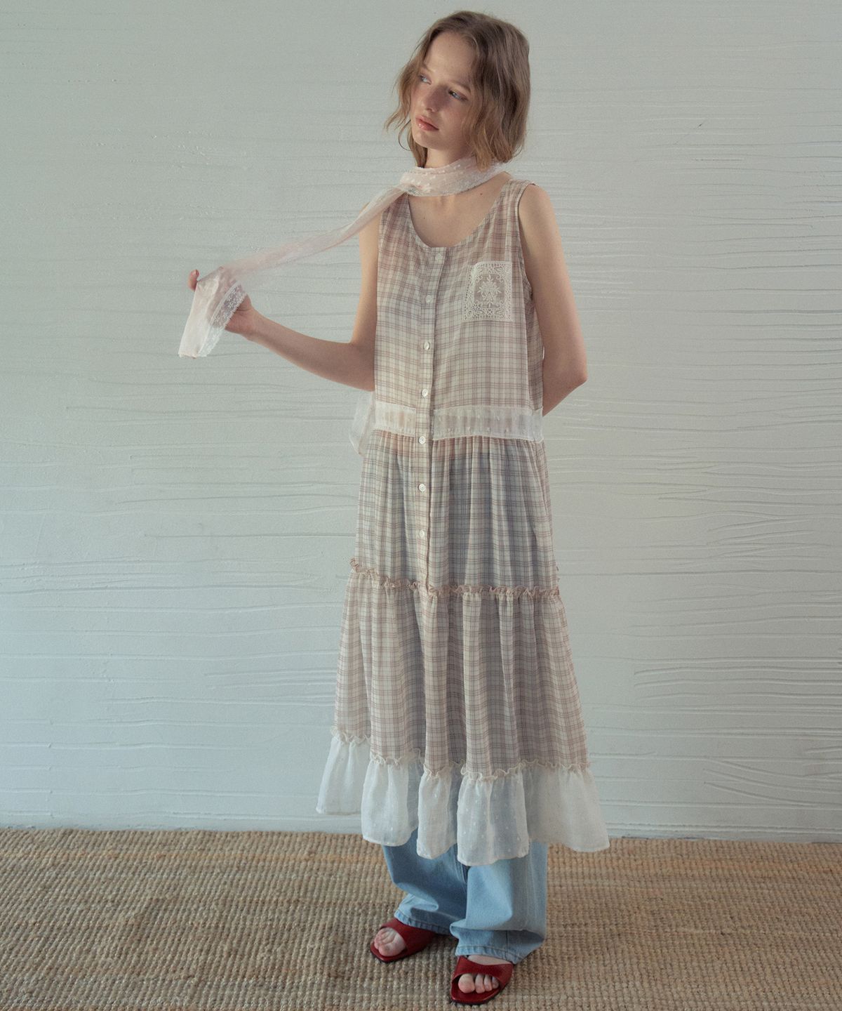 아우어노스텔지아(OURNOSTALGIA) Vintage Mix Layered Cancan Dress_Ivory(OB6OP03)
