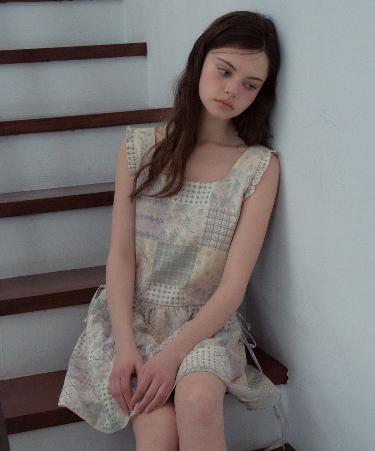 아우어노스텔지아(OURNOSTALGIA) Patchwork Apron Dress_Light Purple(OB6OP04)