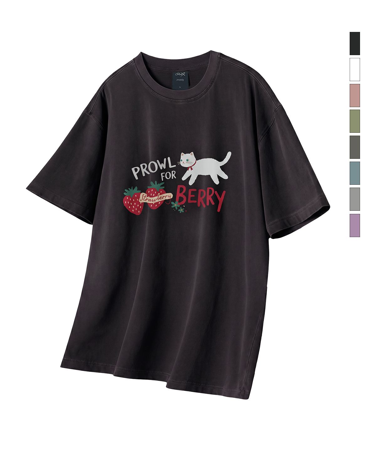 와일드락(WILDROCK) Prowl For Berry  피그먼트 오버핏 반팔 티셔츠 (크롭 포함)