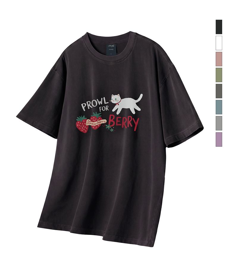 Prowl For Berry  피그먼트 오버핏 반팔 티셔츠 (크롭 포함)