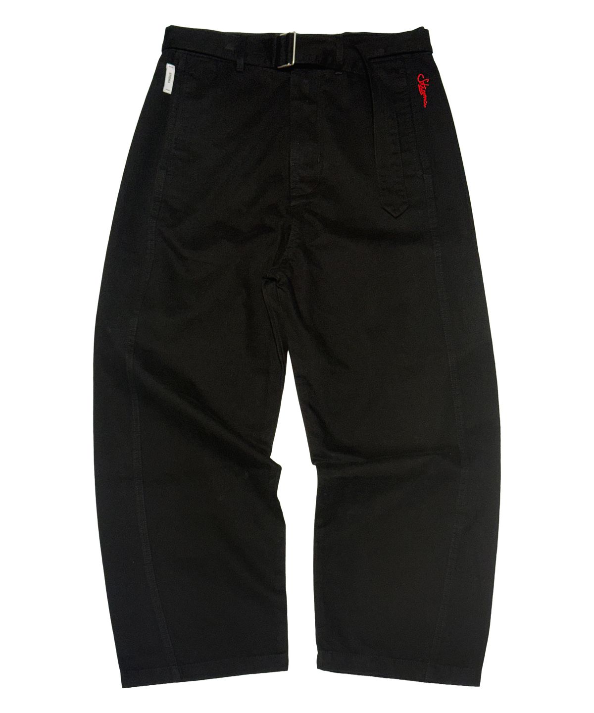 스티그마(STIGMA) WASHED BELT CURVED PANTS BLACK