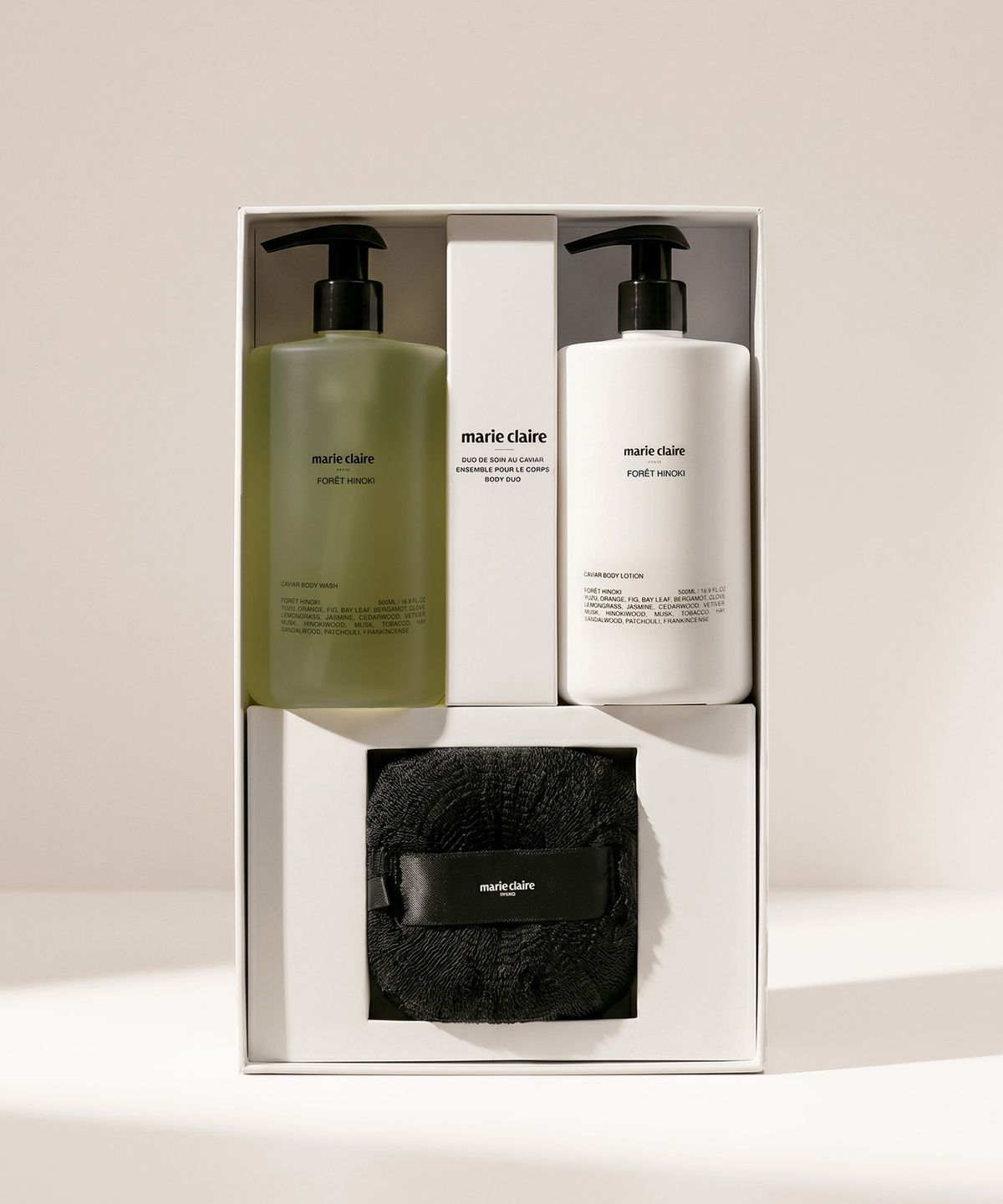 마리끌레르 뷰티(MARIECLAIR BEAUTY) 캐비어 케어 듀오 바디워시&바디로션 포레 히노키 (500+500ml)