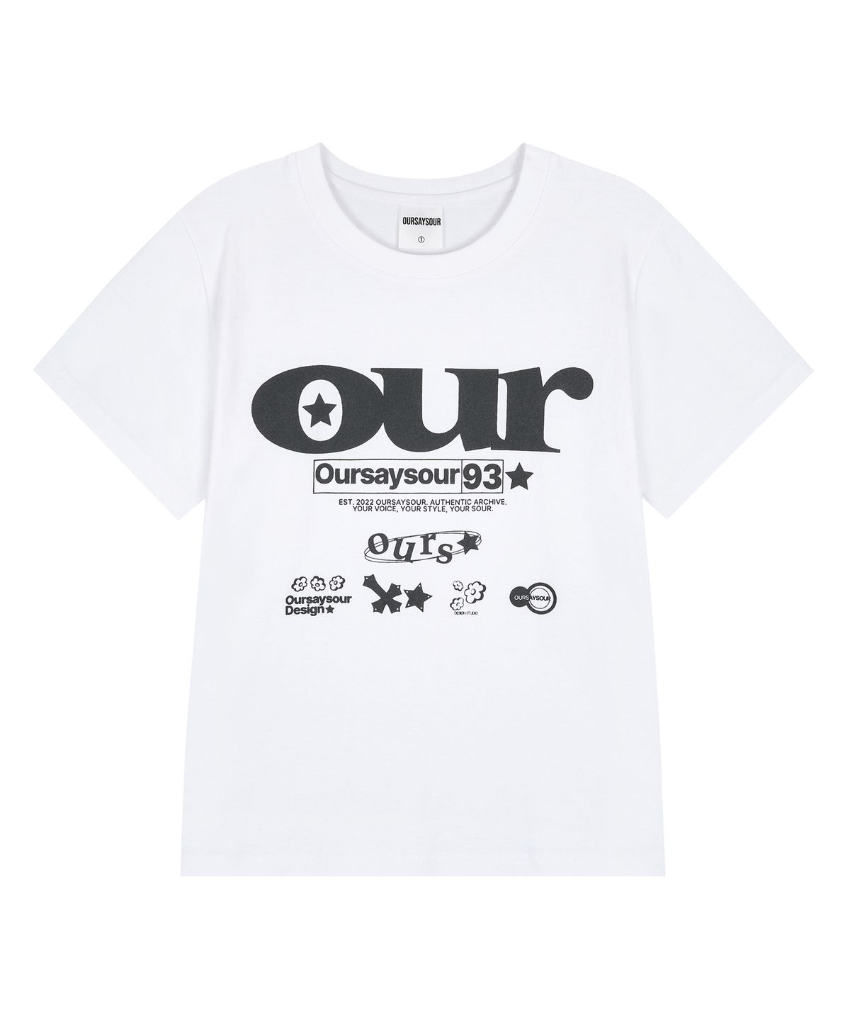 아워세이아워(OURSAYSOUR) OUR 빈티지 로고 반팔 화이트