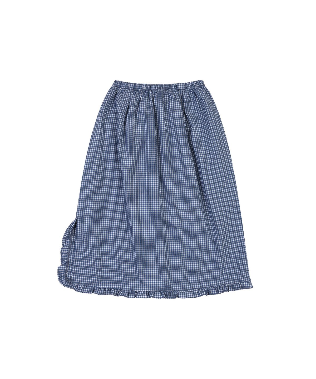 델리센트(DELICCENT) 체크 사이드 프릴 스커트 [NAVY]