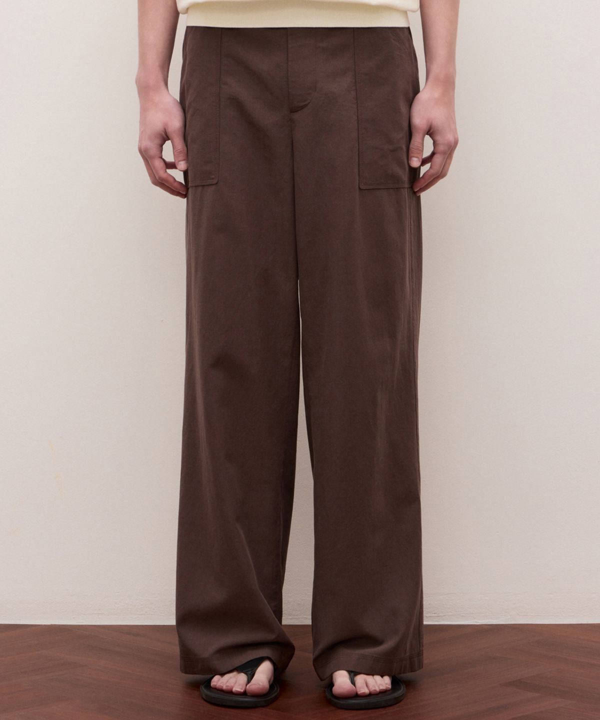 질스튜어트뉴욕 맨(JILLSTUART NEWYORK MEN) 린넨 블렌드 셋업 팬츠 - 브라운 (JNPA6B512W2)