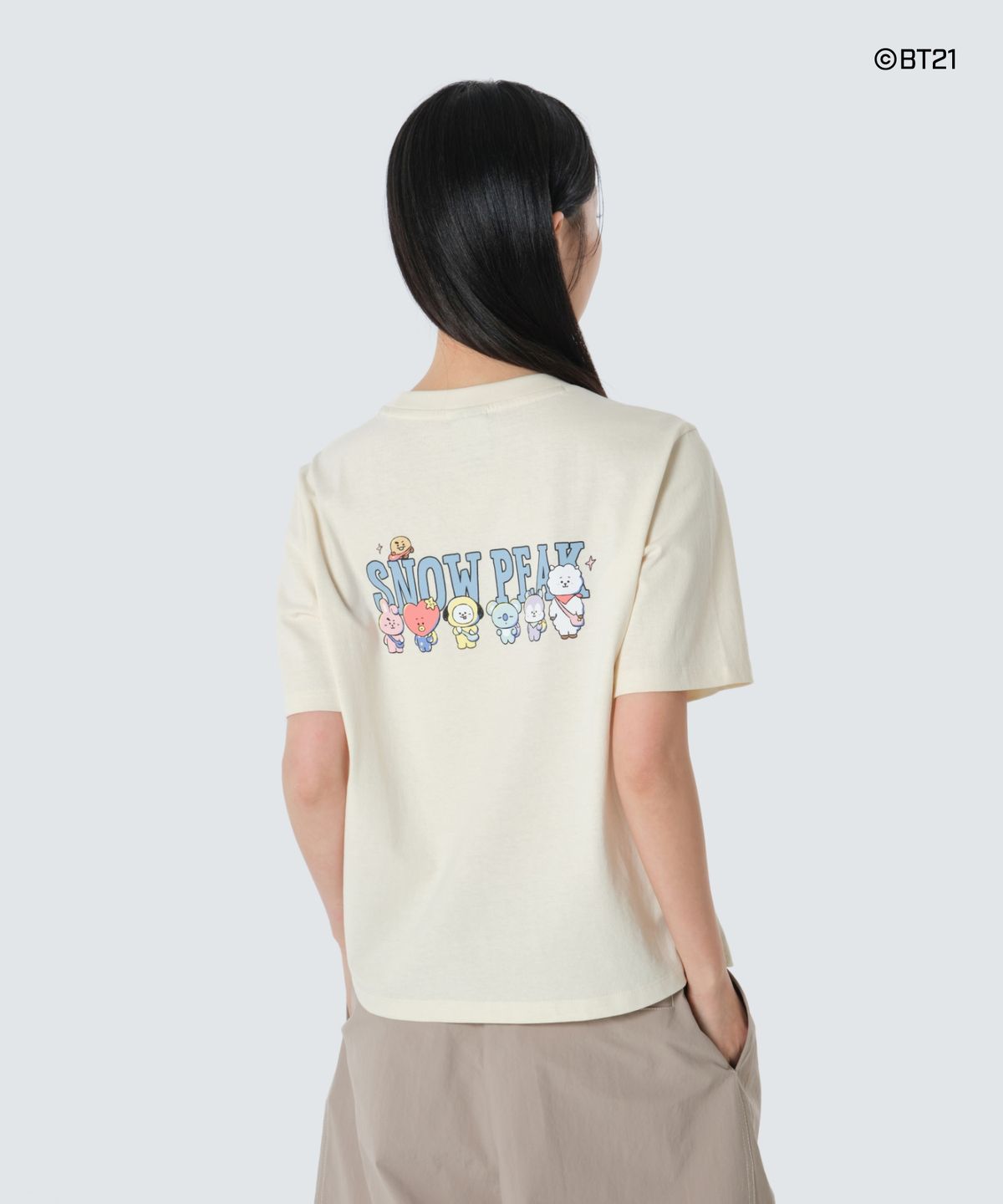 스노우피크 어패럴(SNOWPEAK APPAREL) [스노우피크 I BT21] 여성 세미크롭 반팔 티셔츠 (S26MWFTS91) Pastel Yellow