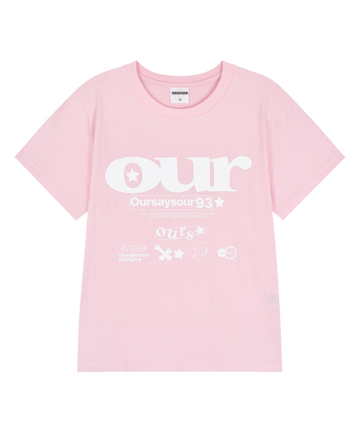 아워세이아워(OURSAYSOUR) OUR 빈티지 로고 반팔 핑크
