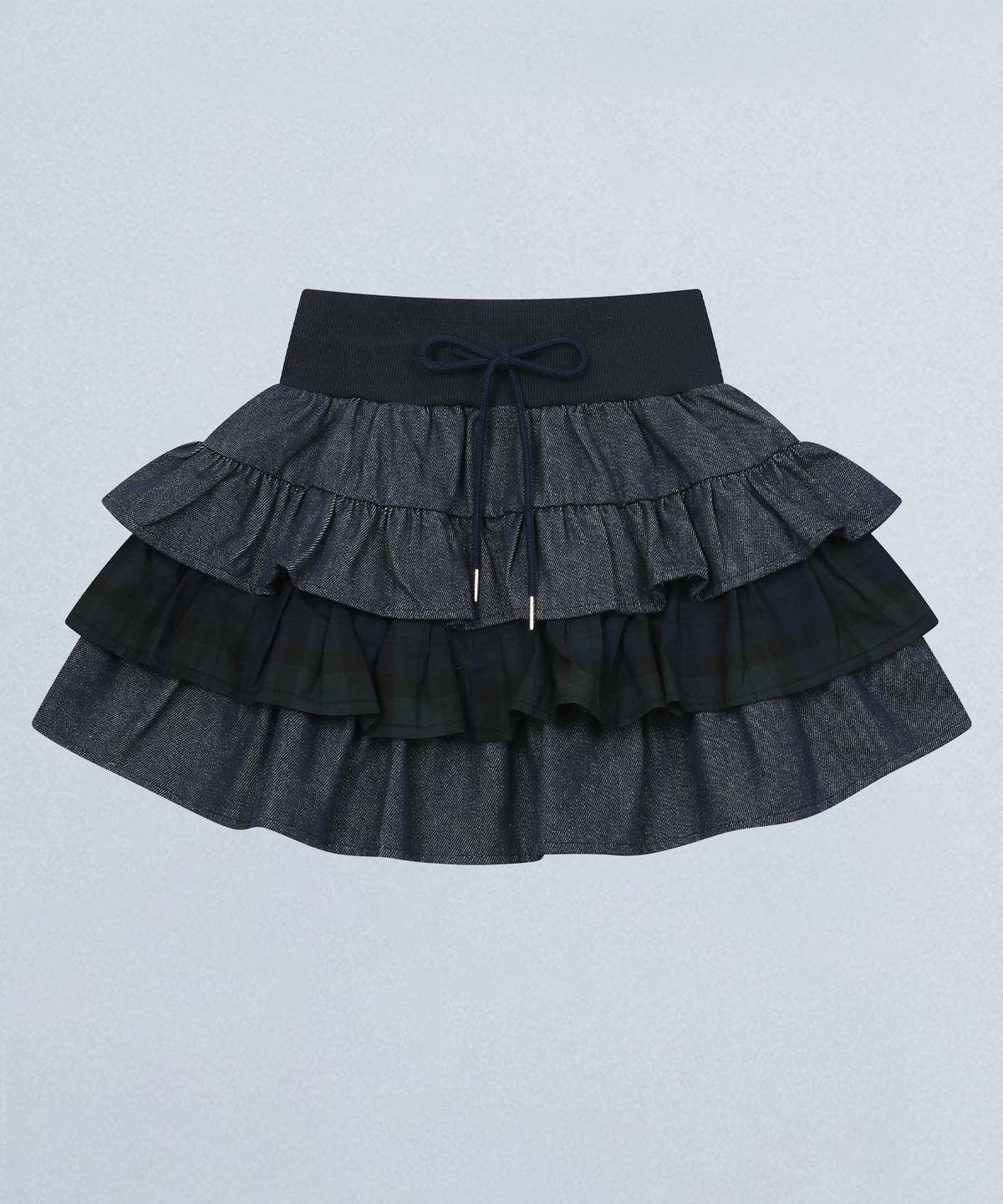 챈스챈스(CHANCECHANCE) LAYERED RUFFLE SKIRT(DENIM)