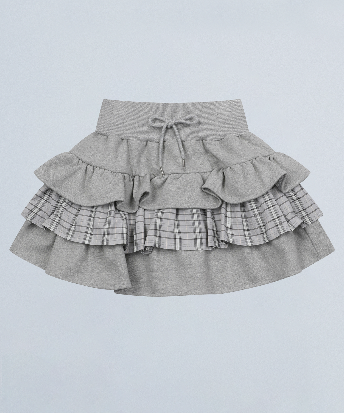 챈스챈스(CHANCECHANCE) LAYERED RUFFLE SKIRT(GRAY)