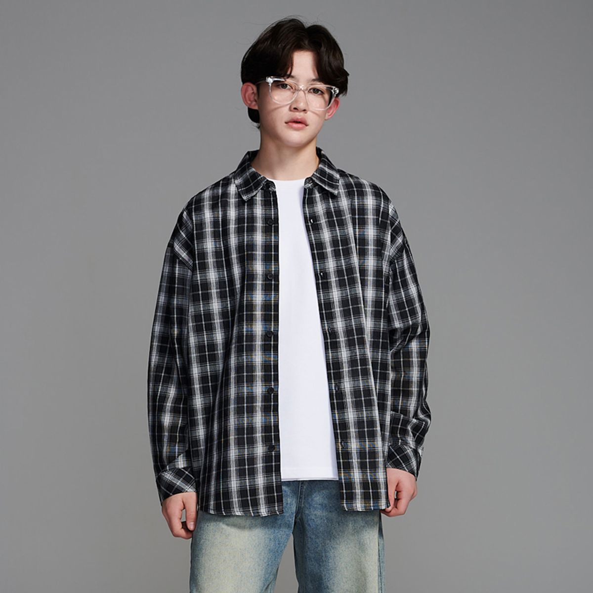에꼴리에(ECOLIER) 오버핏모노체크셔츠(26B5331)