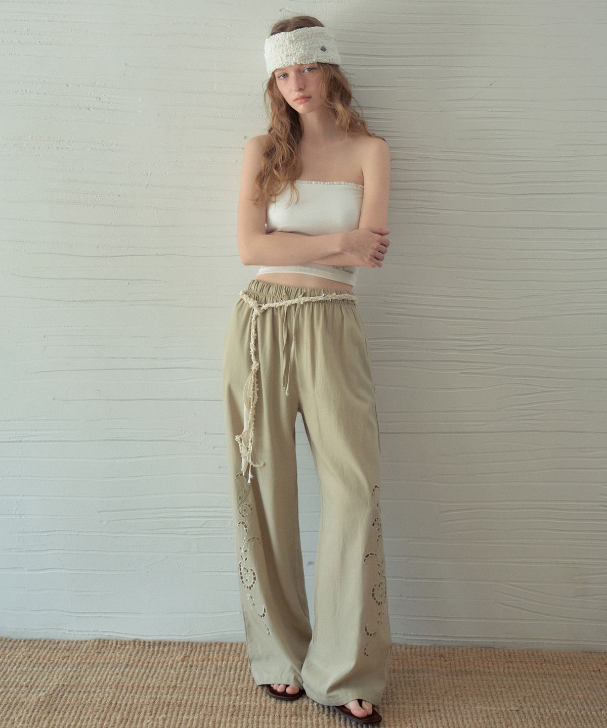 아우어노스텔지아(OURNOSTALGIA) Vintage Twist Beads Belt_Ivory(OB6AC09)