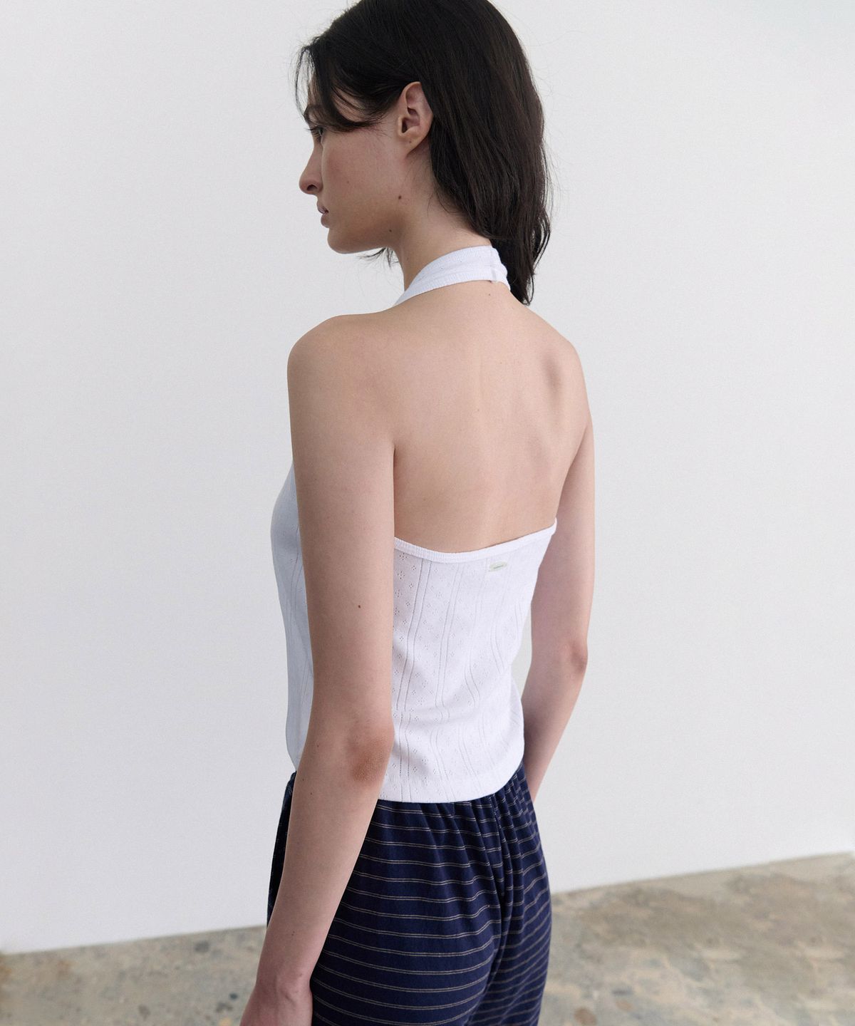 앤니즈(ANDNEEDS) Etta ribbed halter sleeveless (white)