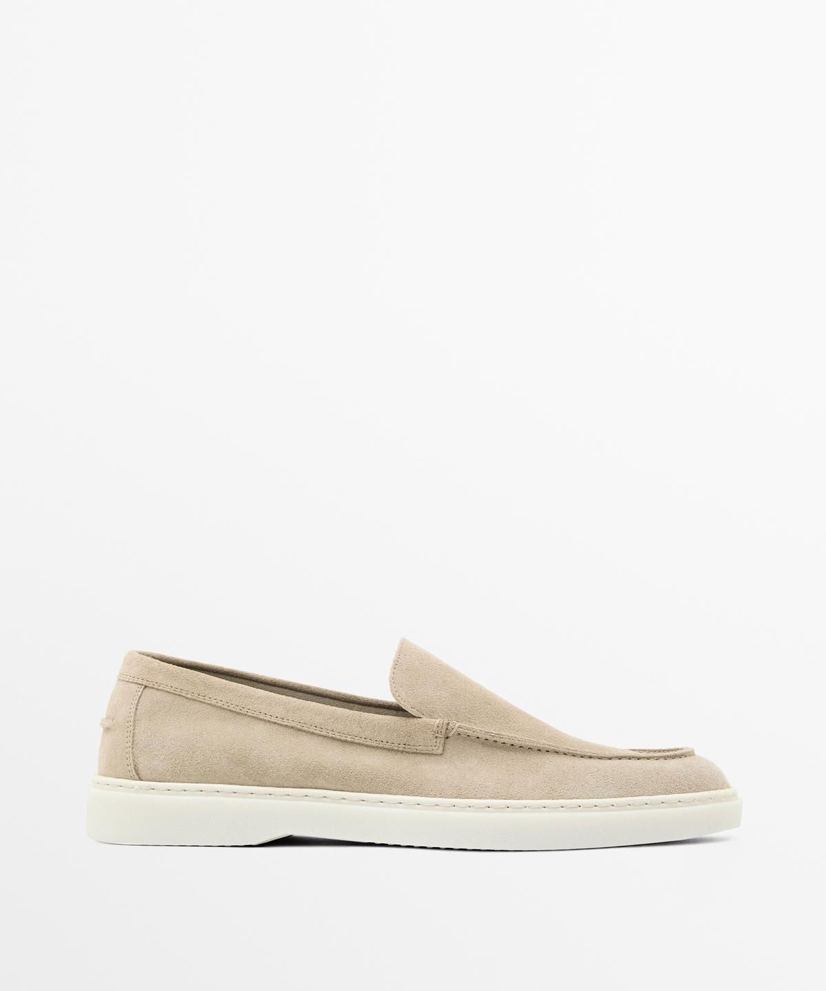 마시모두띠(MASSIMO DUTTI) 스플리트 스웨이드 발등 스티치 레더 로퍼
