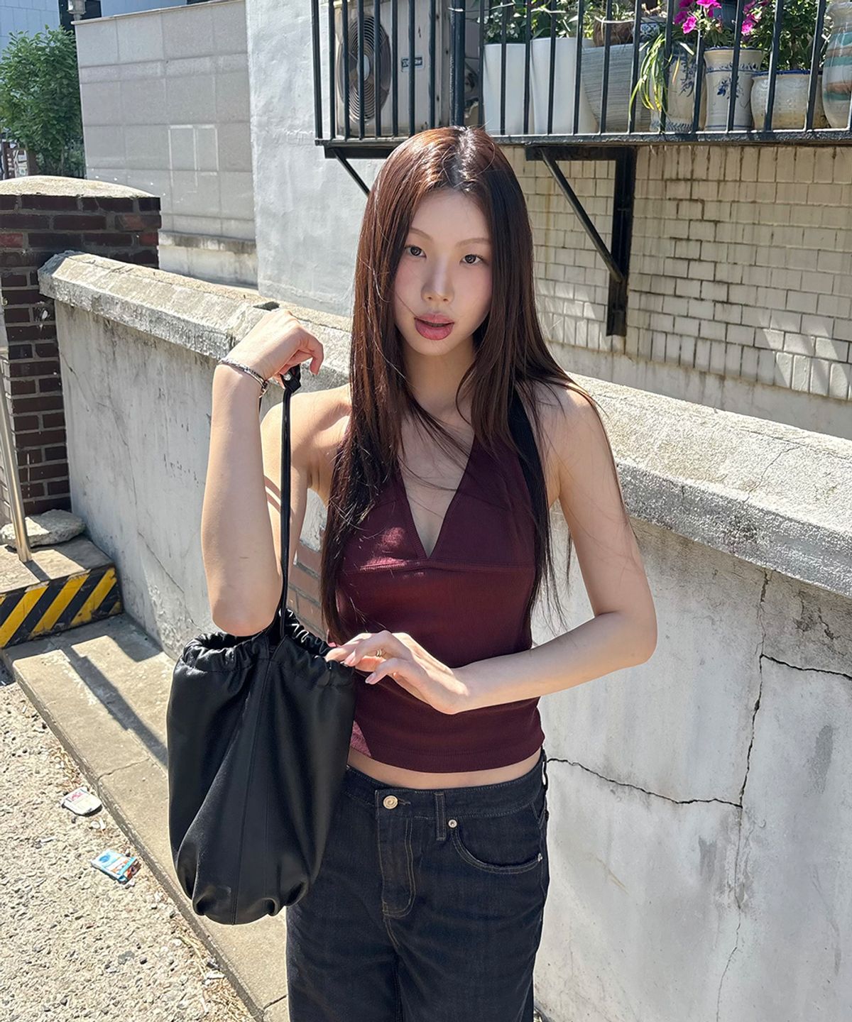 108파운드(108POUND) Contour Rib Halter Top_Grape