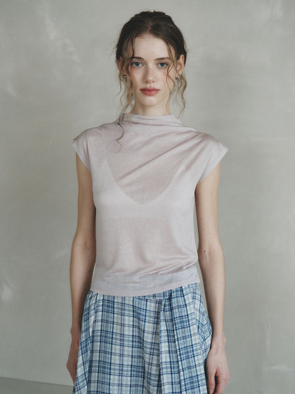 르니나(LENINA) MARGARET half turtleneck T-shirt_PINK
