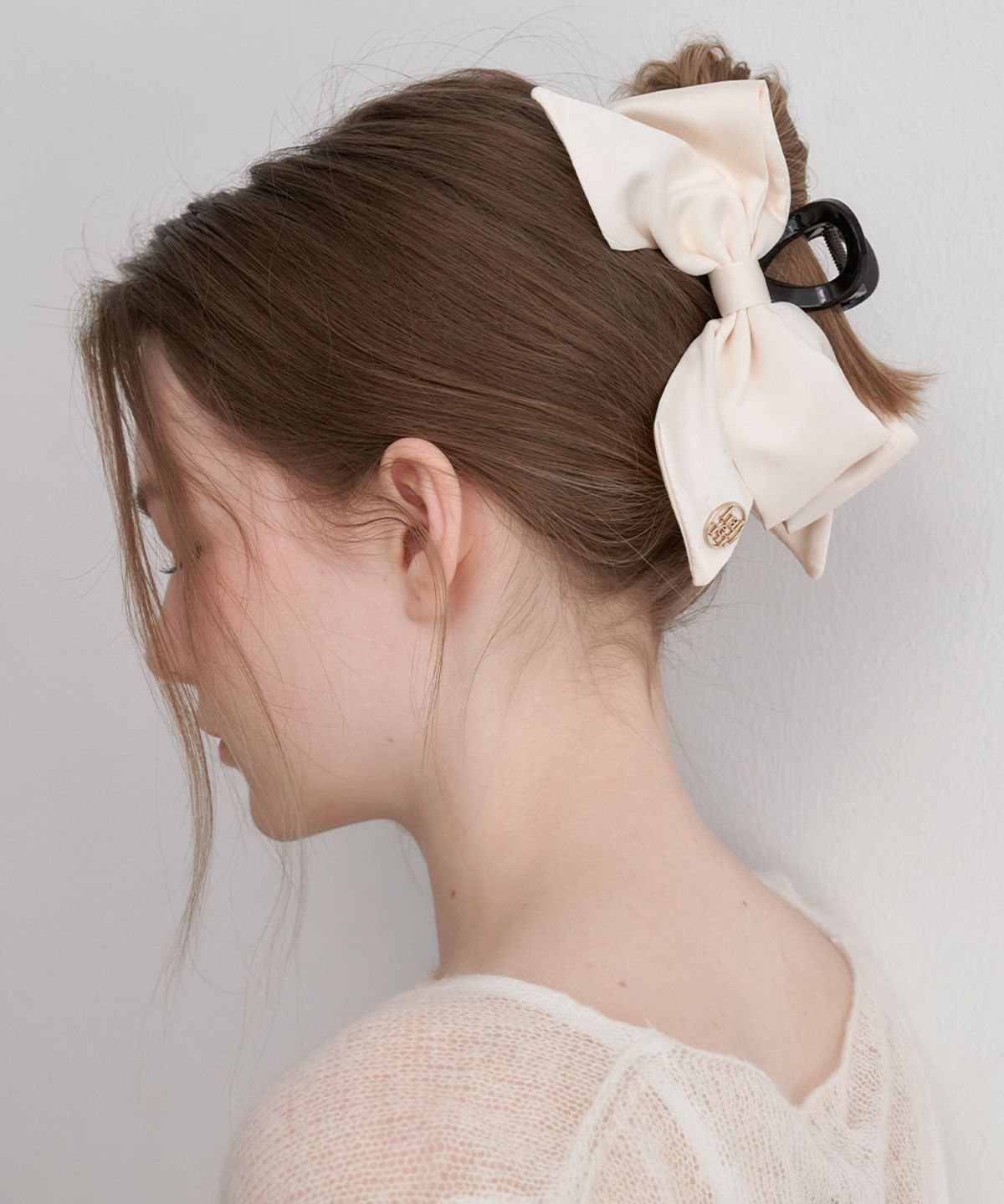 할렌(HALDEN) puffy ribbon hair claw clip (H040_ivory)