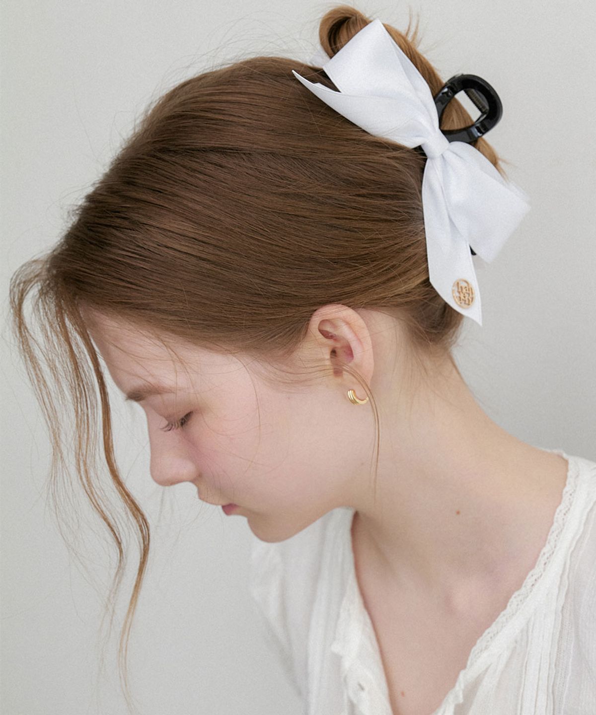 할렌(HALDEN) flat ribbon hair claw clip (H041_white)