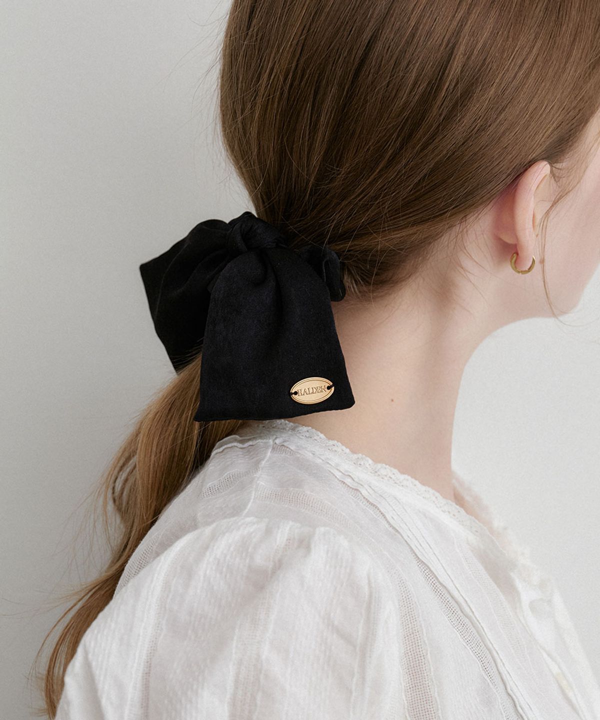 할렌(HALDEN) silky ribbon scrunchie (H042_black)