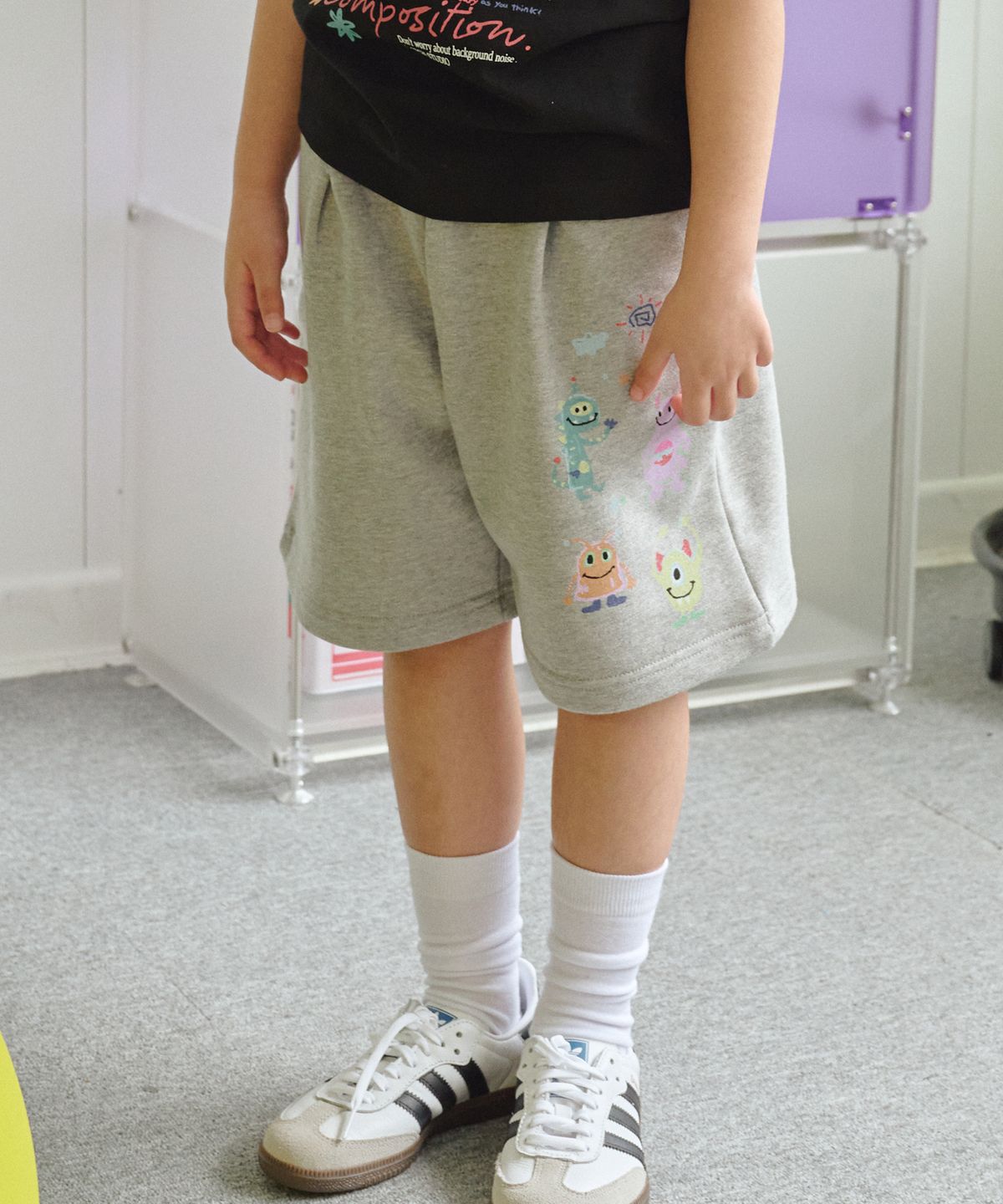 꼼파뇨 키즈(CPGN KIDS) KIDS 와이드 해피 데이 스웨트쇼츠 그레이