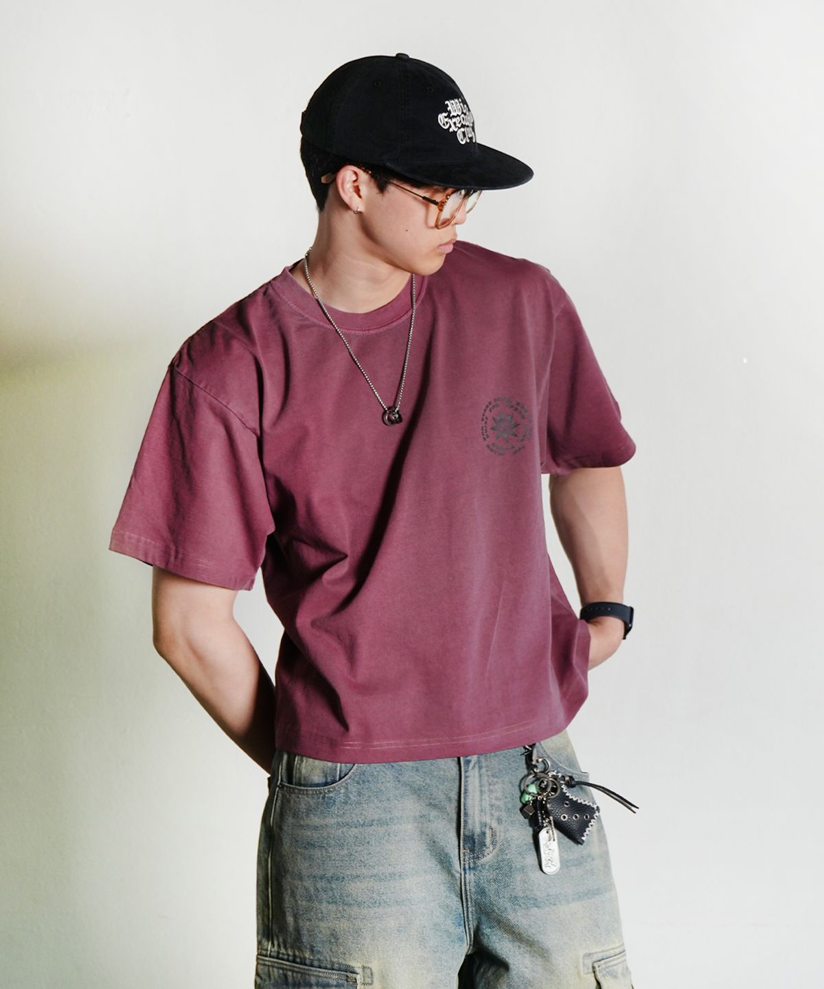 더마일(THEMILE) 보이드 가먼츠 크롭 크루넥_PIGMENT RED