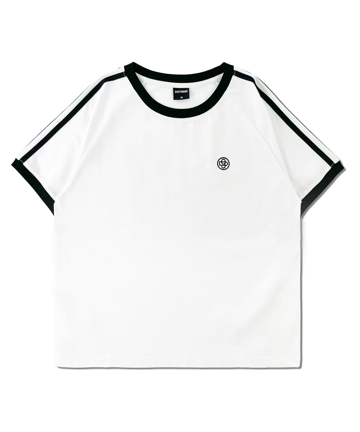 디스트나인(DISTN9NE) 배색 라인 래글런 슬림 반팔티 LQ2TF242_WHITE