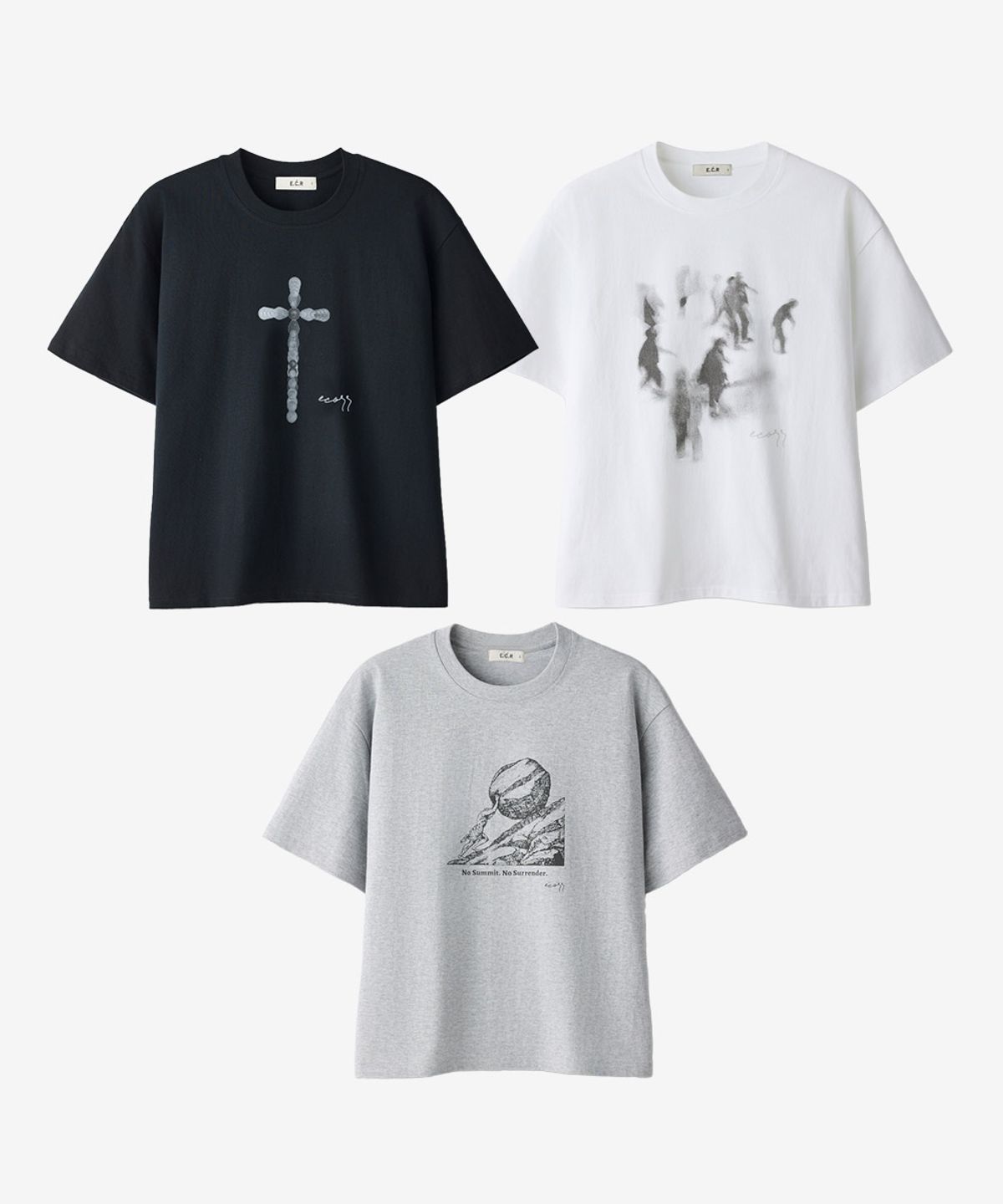 이코르(ECORR) 아트웍 크롭 반팔 티셔츠 : 3COLOR