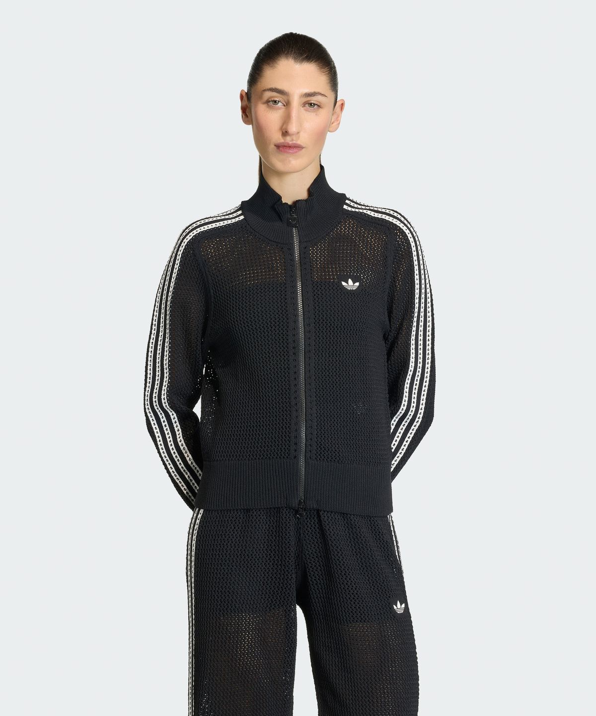 아디다스(ADIDAS) 니트 크로셰 파이어버드 트랙탑 - 블랙 / KC6497