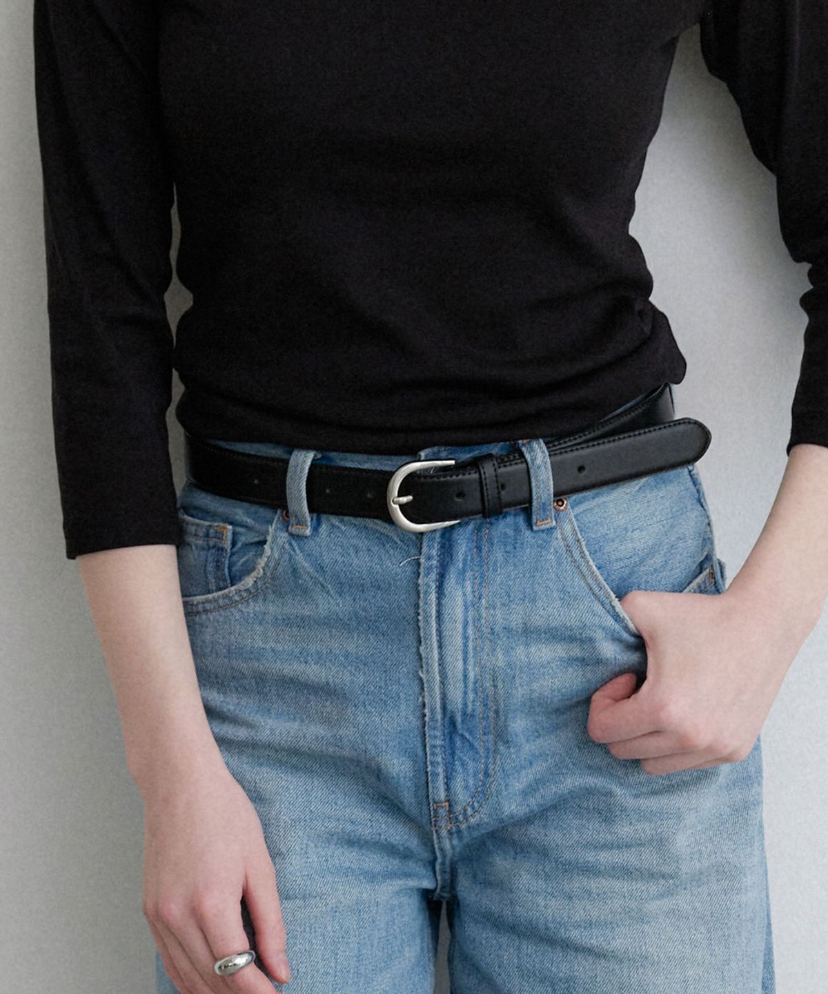 할렌(HALDEN) daily round leather belt (T040_black)