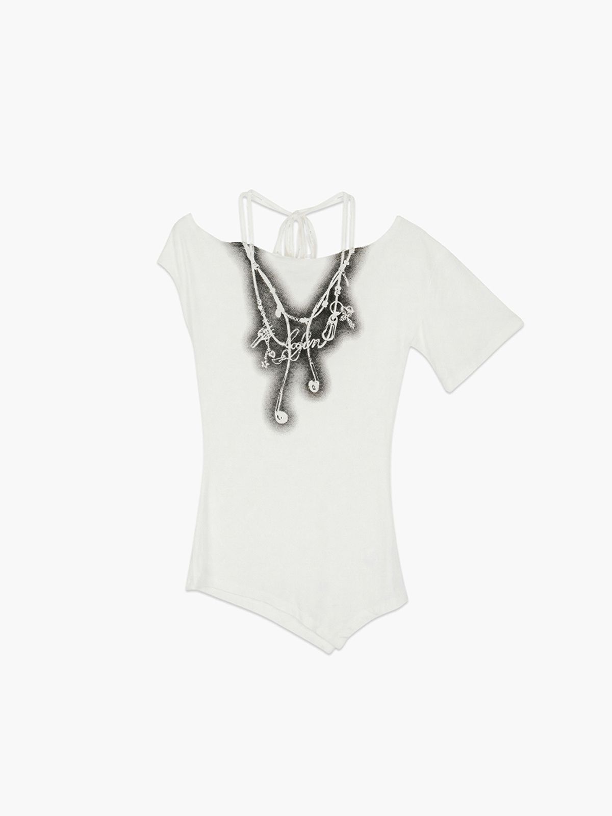루펀(LOOFUN) Earphone Necklace Tee / 이어폰 넥클리스 티 [White]