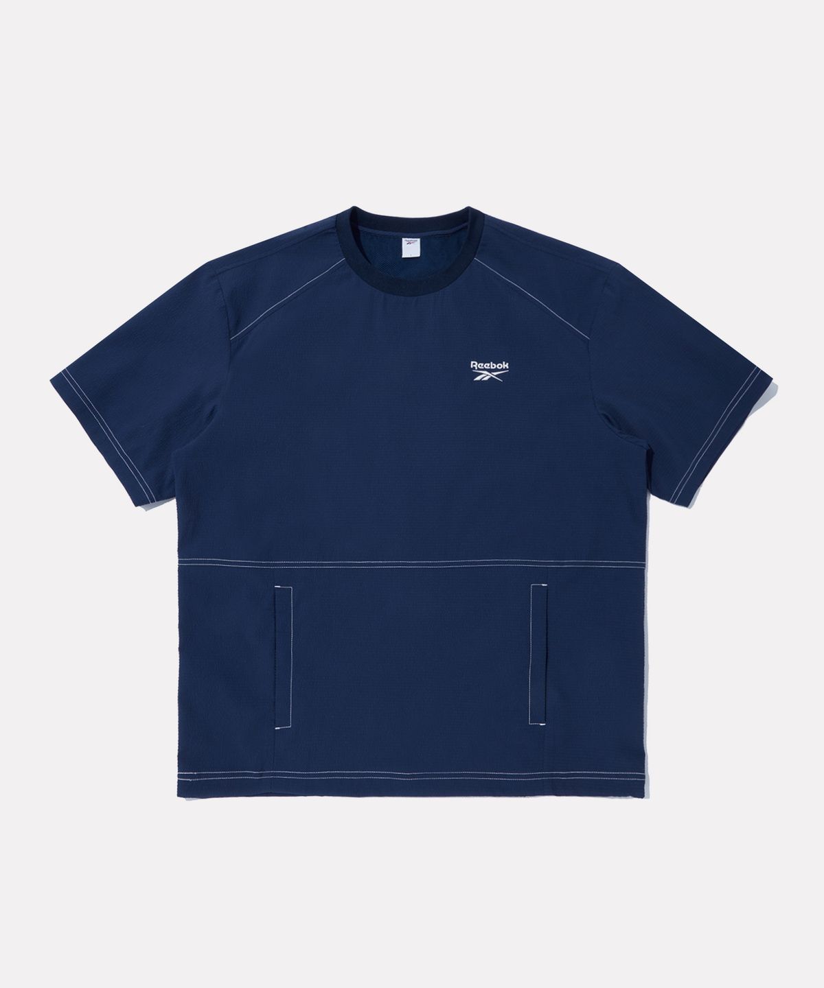 리복(REEBOK) 시어서커 반팔 피스테 - 네이비